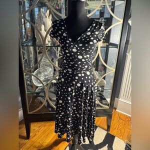 London Times Black & Cream Polka Dot Dress